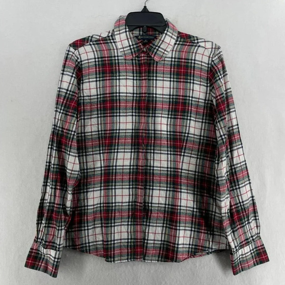 Brooks Brothers Button Up Shirt Womens Sz 10 Red Green Plaid Long Sleeve Casual - Picture 1 of 12